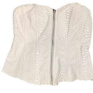 Carmen Gray Snake Print Zip Crop Top Small